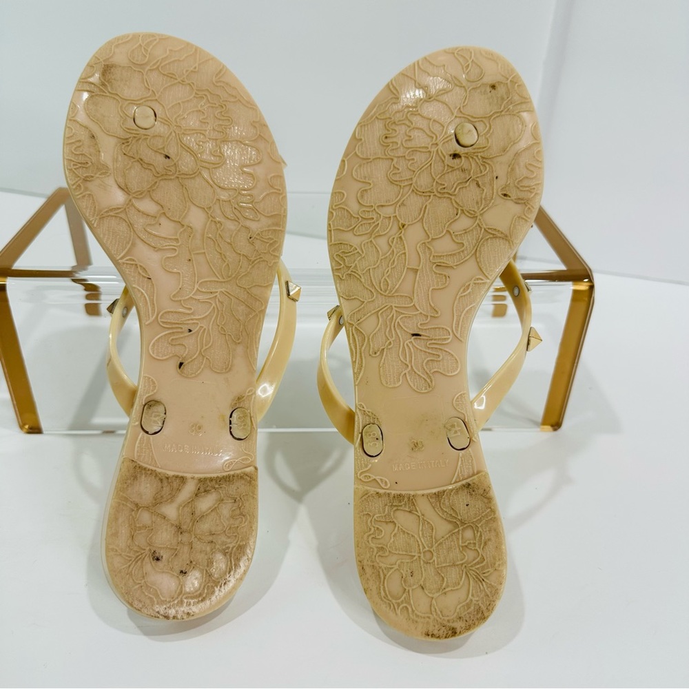 Italian Cream Jelly Sandals Gold Stud Embellished Size 9 - Picture 6 of 12
